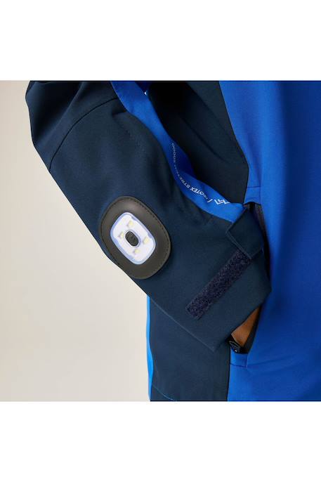 Veste imperméable 3-en-1 à capuche élastiquée et lumière sur manche motif/style contrasté trekktain Bleu marine / bleu 6 - vertbaudet enfant 