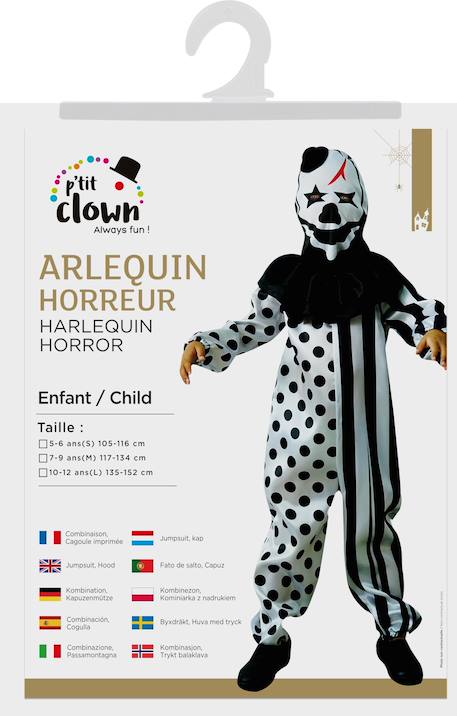 Déguisement enfant arlequin horreur combinaison et cagoule Blanc, noir 2 - vertbaudet enfant 