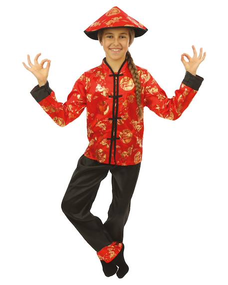 Déguisement enfant nouvel an chinois gilet, pantalon et chapeau Rouge 2 - vertbaudet enfant 
