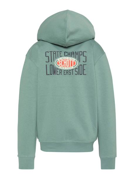 Sweatshirt zippé à capuche imprimé au dos Bleu ciel+Gris chiné+Noir+Orange+Sage kaki 20 - vertbaudet enfant 