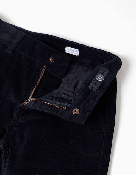 Pantalon à coupe droite en velours côtelé avec poches you&me Bleu foncé 3 - vertbaudet enfant 