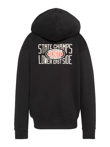 Sweatshirt zippé à capuche imprimé au dos Bleu ciel+Gris chiné+Noir+Orange+Sage kaki 12 - vertbaudet enfant 