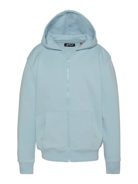 Sweatshirt zippé à capuche imprimé au dos Bleu ciel+Gris chiné+Noir+Orange+Sage kaki 1 - vertbaudet enfant 
