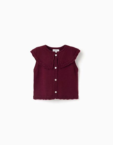 Gilet sans manches en mélange de laine avec maxi col you&me Rouge foncé 2 - vertbaudet enfant 