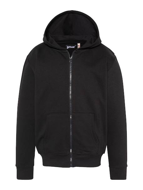 Sweatshirt zippé à capuche imprimé au dos Bleu ciel+Gris chiné+Noir+Orange+Sage kaki 9 - vertbaudet enfant 