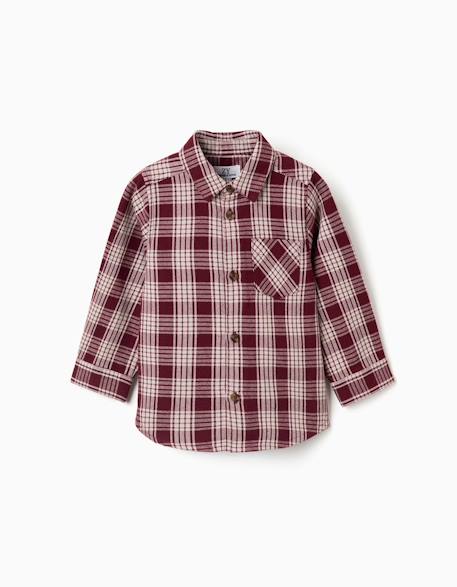 Chemise en coton à manches longues à carreaux you&me - collection Noël Rouge foncé 1 - vertbaudet enfant 
