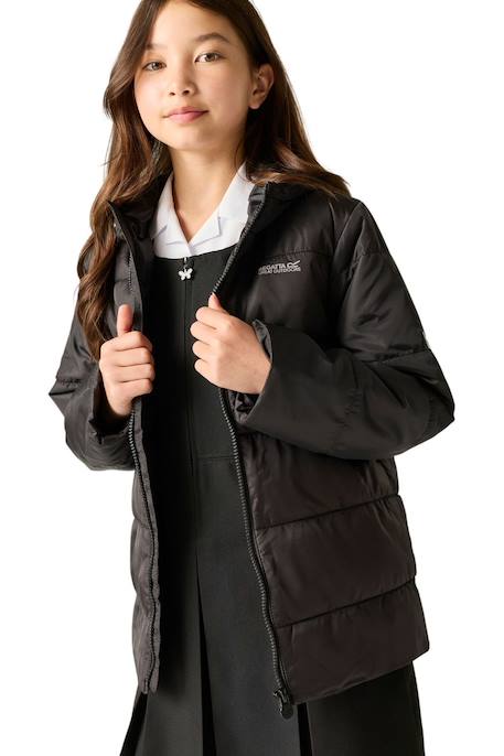 Doudoune fille Veste matelassée à capuche Halkner Bleu+Noir+Rose violet 10 - vertbaudet enfant 