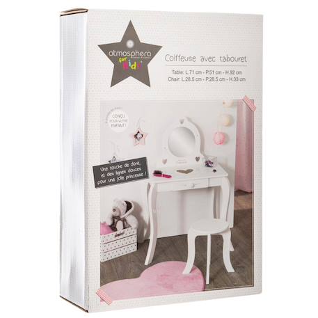 Coiffeuse et tabouret enfant - demoiselle Blanc 3 - vertbaudet enfant 