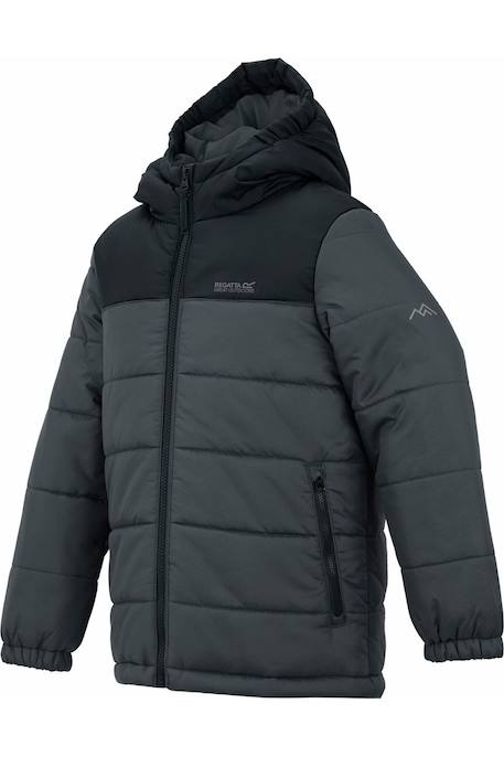 Doudoune garçon Veste matelassée à capuche lofthouse Noir / blanc cassé+Noir / gris foncé 10 - vertbaudet enfant 