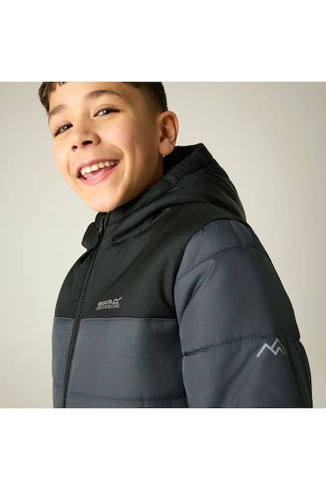 Doudoune garçon Veste matelassée à capuche lofthouse Noir / blanc cassé+Noir / gris foncé 11 - vertbaudet enfant 