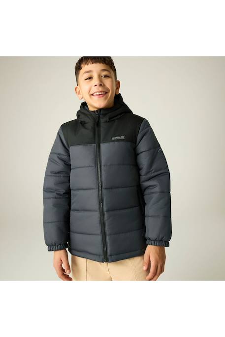 Doudoune garçon Veste matelassée à capuche lofthouse Noir / blanc cassé+Noir / gris foncé 7 - vertbaudet enfant 