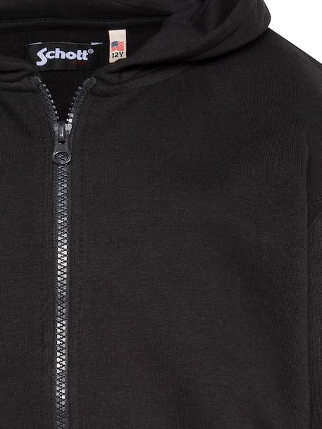 Sweatshirt zippé à capuche imprimé au dos Bleu ciel+Gris chiné+Noir+Orange+Sage kaki 11 - vertbaudet enfant 