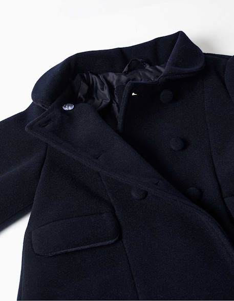Manteau à effet laine avec poches devant Bleu foncé 3 - vertbaudet enfant 