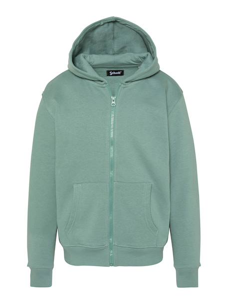 Sweatshirt zippé à capuche imprimé au dos Bleu ciel+Gris chiné+Noir+Orange+Sage kaki 17 - vertbaudet enfant 