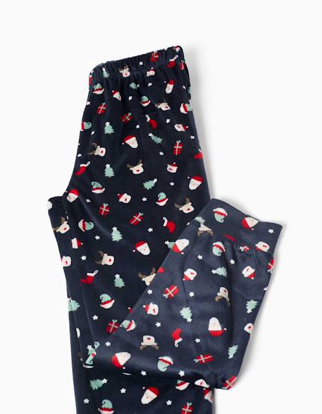 Pyjama + chaussettes antidérapantes avec motif de noël Bleu foncé 4 - vertbaudet enfant 