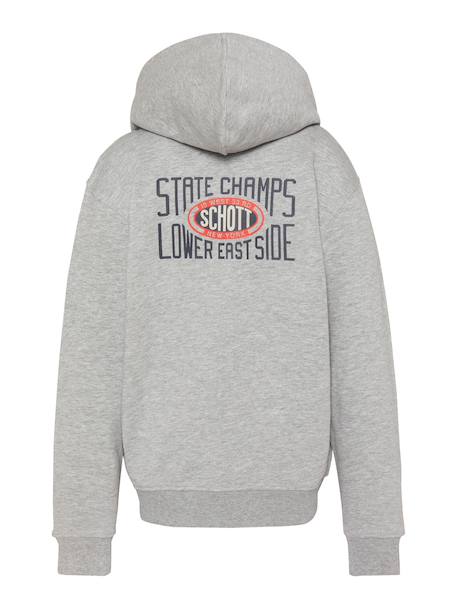 Sweatshirt zippé à capuche imprimé au dos Bleu ciel+Gris chiné+Noir+Orange+Sage kaki 8 - vertbaudet enfant 