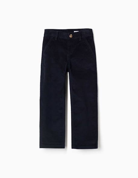 Pantalon à coupe droite en velours côtelé avec poches you&me Bleu foncé 1 - vertbaudet enfant 