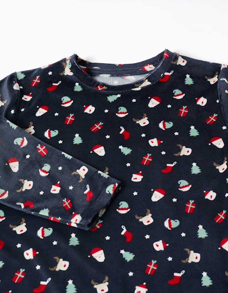 Pyjama + chaussettes antidérapantes avec motif de noël Bleu foncé 3 - vertbaudet enfant 