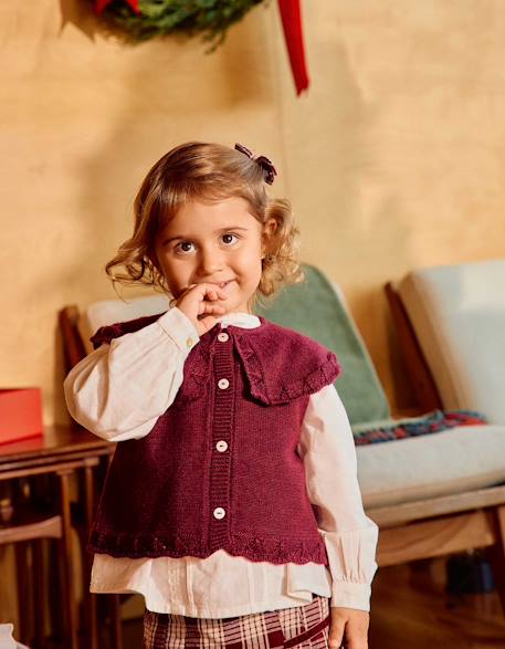 Gilet sans manches en mélange de laine avec maxi col you&me Rouge foncé 1 - vertbaudet enfant 