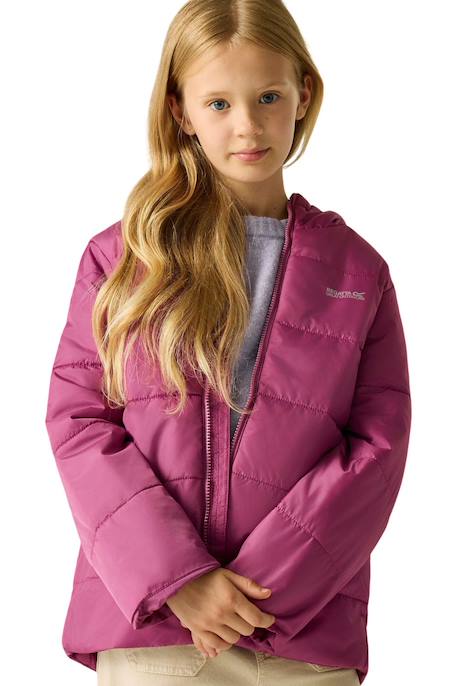 Doudoune fille Veste matelassée à capuche Halkner Bleu+Noir+Rose violet 12 - vertbaudet enfant 