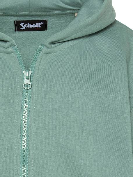 Sweatshirt zippé à capuche imprimé au dos Bleu ciel+Gris chiné+Noir+Orange+Sage kaki 19 - vertbaudet enfant 