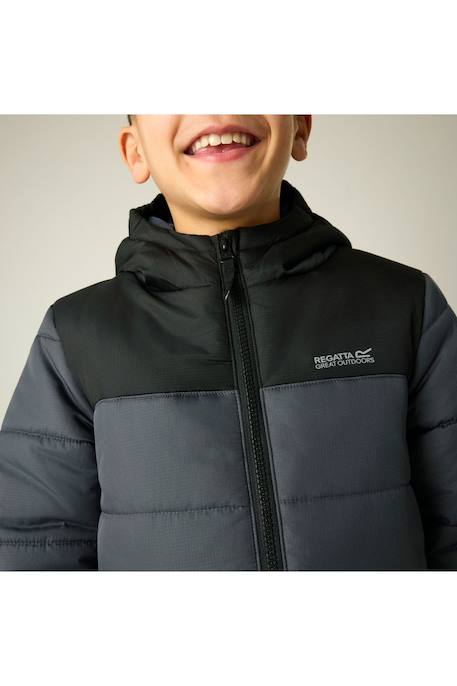 Doudoune garçon Veste matelassée à capuche lofthouse Noir / blanc cassé+Noir / gris foncé 12 - vertbaudet enfant 