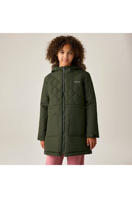 Doudoune longue / Veste matelassée à capuche fille Bleu marine+Kaki foncé+Lilas clair+Noir 7 - vertbaudet enfant 