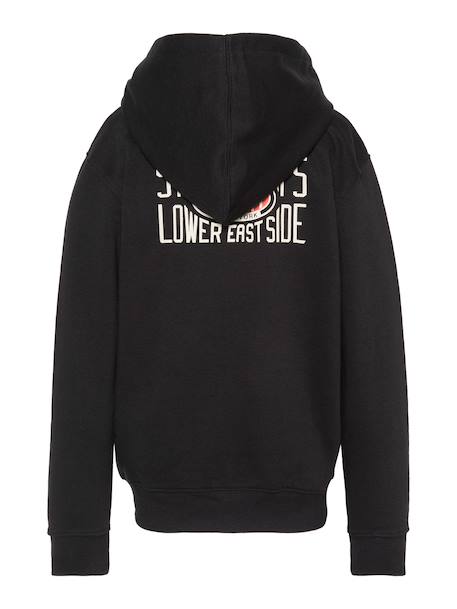Sweatshirt zippé à capuche imprimé au dos Bleu ciel+Gris chiné+Noir+Orange+Sage kaki 10 - vertbaudet enfant 