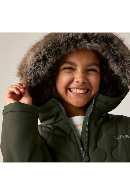 Doudoune longue / Veste matelassée à capuche fille Bleu marine+Kaki foncé+Lilas clair+Noir 12 - vertbaudet enfant 