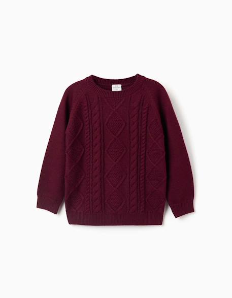 Pull en mélange de laine avec détails torsadés you&me Rouge foncé 1 - vertbaudet enfant 