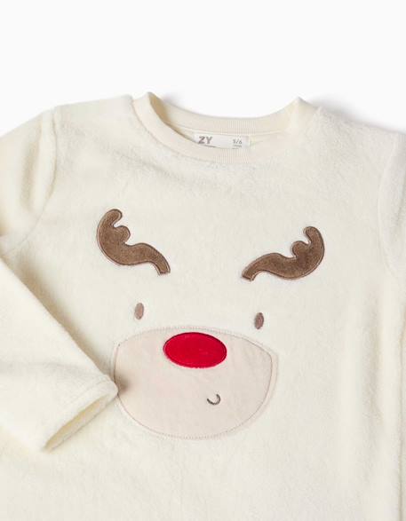 Pyjama Noël en polaire corail avec renne brodé Blanc 3 - vertbaudet enfant 