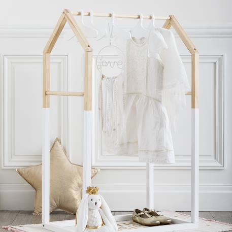 Portant à vêtements en bois - maison Blanc 3 - vertbaudet enfant 