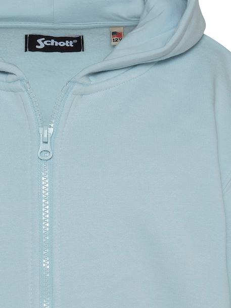 Sweatshirt zippé à capuche imprimé au dos Bleu ciel+Gris chiné+Noir+Orange+Sage kaki 3 - vertbaudet enfant 