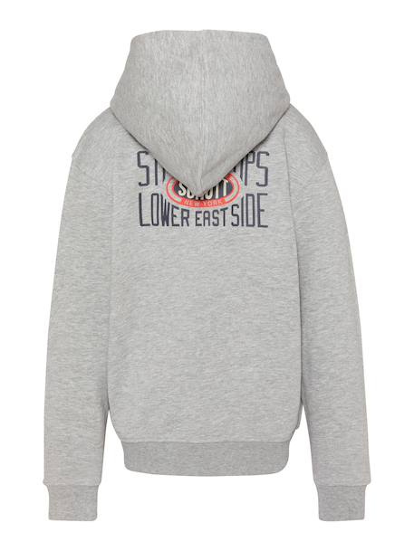 Sweatshirt zippé à capuche imprimé au dos Bleu ciel+Gris chiné+Noir+Orange+Sage kaki 6 - vertbaudet enfant 