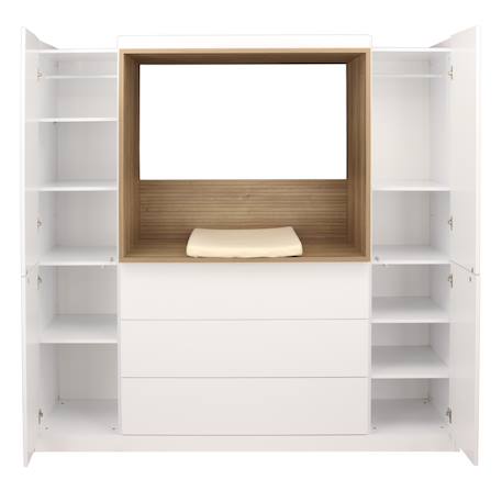 Combiné commode à langer 3 tiroirs, 2 colonnes et niche décor chêne mokka - mokka Blanc 5 - vertbaudet enfant 