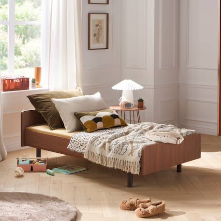 Chambre bébé trio: lit bébé 70x140 évolutif, commode à langer 4 tiroirs et armoire 2 portes décor noyer - choco Marron 5 - vertbaudet enfant 