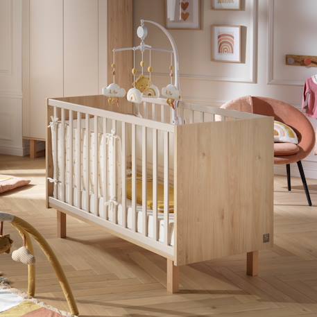 Chambre bébé trio: lit bébé 60x120, commode à langer 3 tiroirs et armoire 2 portes décor chêne suave - solene Marron/beige 2 - vertbaudet enfant 