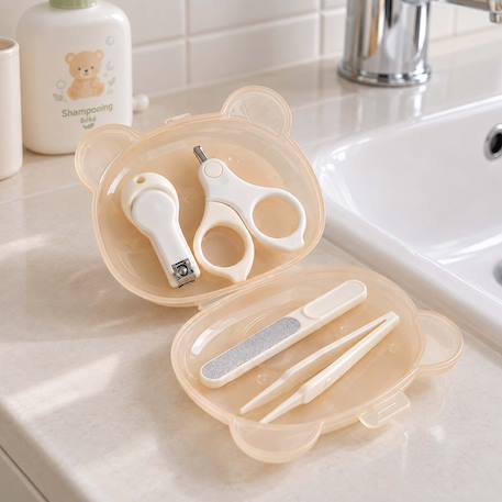 Set manucure bébé avec étui ourson Écru 2 - vertbaudet enfant 