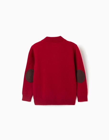 Pull en mélange de laine avec col montant Bleu foncé+Rouge 5 - vertbaudet enfant 