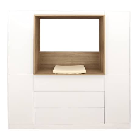 Combiné commode à langer 3 tiroirs, 2 colonnes et niche décor chêne mokka - mokka Blanc 3 - vertbaudet enfant 