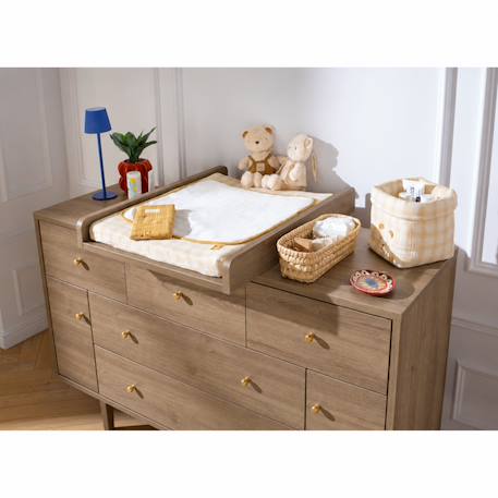 Commode 5 tiroirs et 2 portes décor chêne mokka - mokka Marron 6 - vertbaudet enfant 