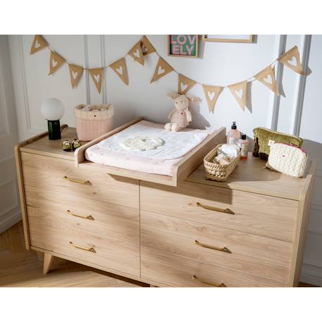 Chambre bébé duo: lit bébé 60x120, commode à langer xxl 6 tiroirs décor chêne suave - arty Marron 5 - vertbaudet enfant 