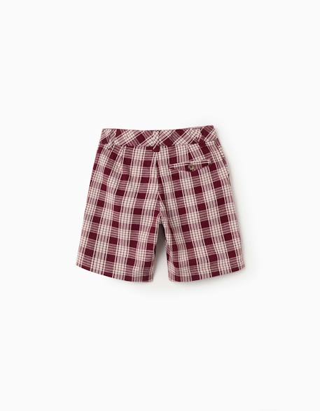 Short chino en coton à carreaux you&me - collection Noël Rouge foncé 2 - vertbaudet enfant 