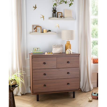 Commode 4 tiroirs décor bois noyer - choco Marron 6 - vertbaudet enfant 