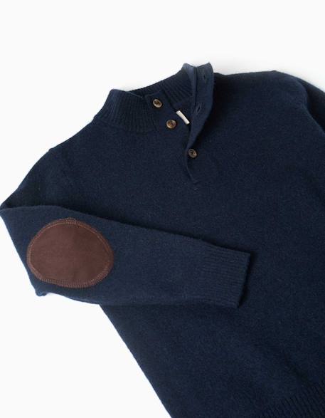 Pull en mélange de laine avec col montant Bleu foncé+Rouge 3 - vertbaudet enfant 
