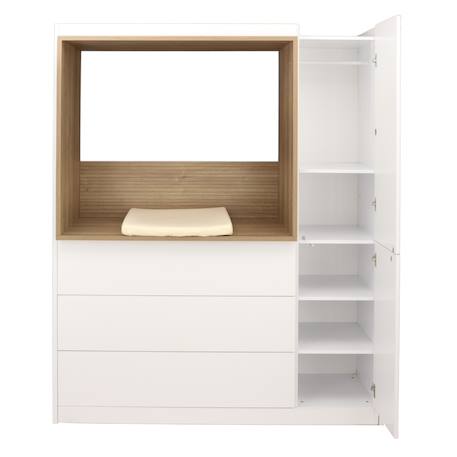 Combiné commode à langer 3 tiroirs, 1 colonne et niche décor chêne mokka - mokka Blanc 3 - vertbaudet enfant 