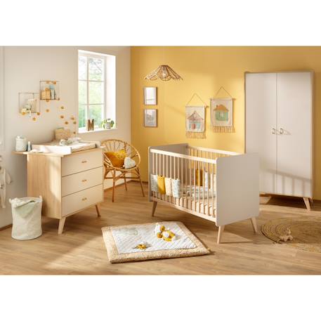 Lit bébé bébé 60x120 à barreaux laqué beige cendré - basile Beige/marron 4 - vertbaudet enfant 