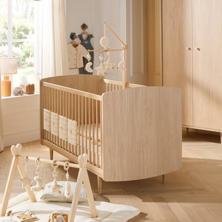 Chambre bébé trio: lit bébé 70x140 évolutif, commode à langer 6 tiroirs et armoire 2 portes décor chêne bohême - boheme Beige 4 - vertbaudet enfant 