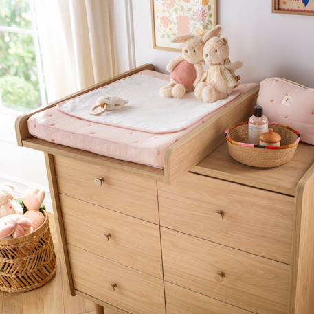 Plan à langer coulissant pour commode décor bois chêne bohême - boheme Beige 6 - vertbaudet enfant 
