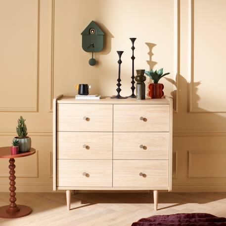 Commode 6 tiroirs décor bois chêne bohême - boheme Beige 4 - vertbaudet enfant 